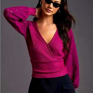 NWT Anthropologie lace sleeve sweater